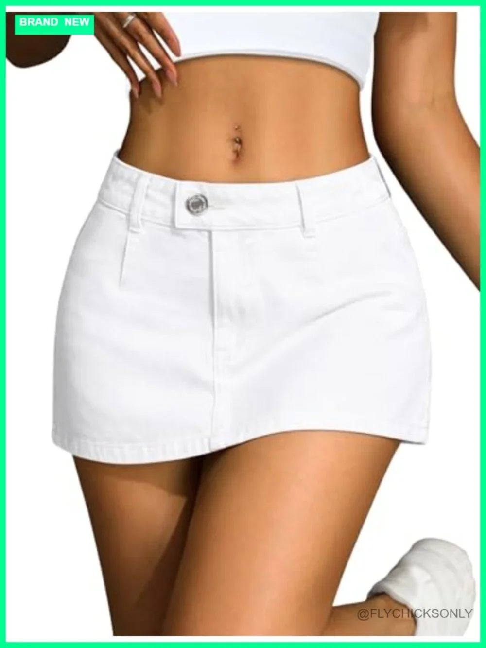 Low Waist Denim Mini Skort with Built-in Shorts Stretch Casual Skirt for Women